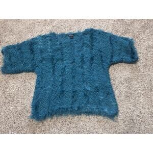 EUC Lauren Michelle Fuzzy, Teal Sweater, Size Large